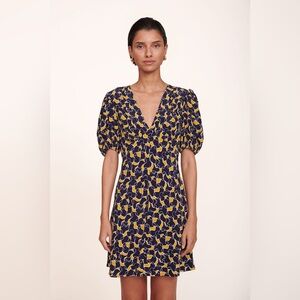 STAUD Mini Milla Dress in Navy Abstract Wave